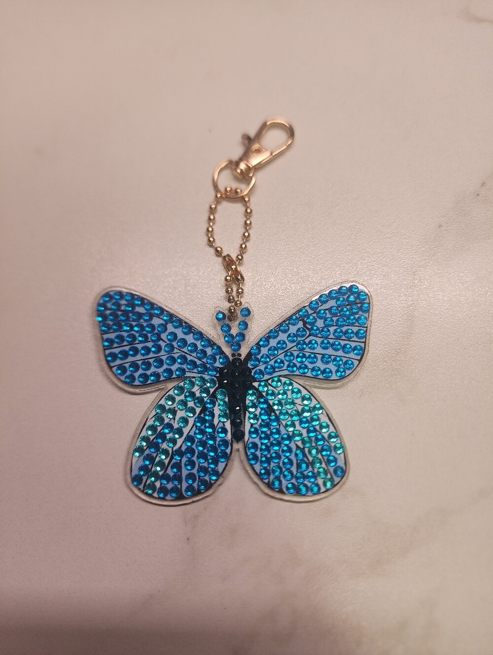 Blue Crystal Butterfly Key & Bag Charm